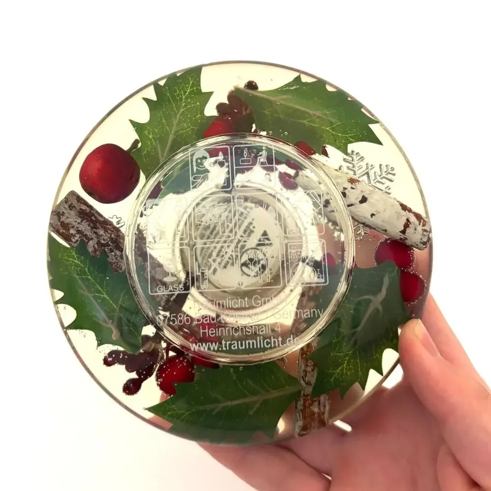 Gilde Dreamlight Germany Christmas Holly Berries Votive Candle Holder NWT